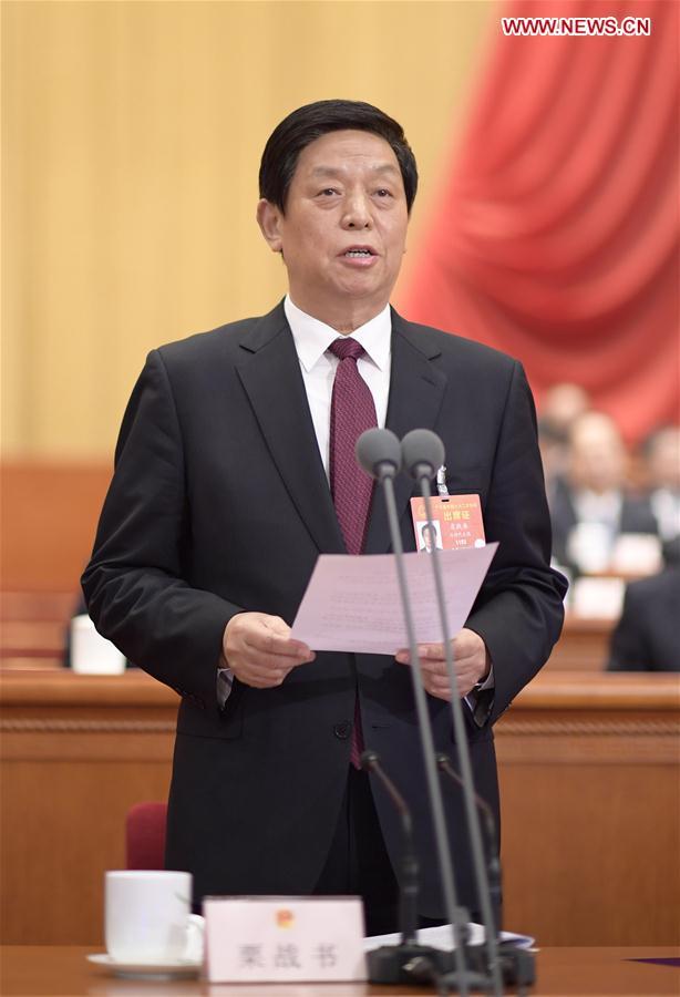Li Zhanshu presides over the opening meeting of the second session of the 13th National People's Congress at the Great Hall of the People in Beijing, capital of China, March 5, 2019. [Photo: Xinhua/Li Xueren]