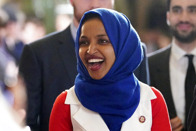 In this Feb. 5, 2019 photo, Rep. Ilhan Omar, D-Minn., arrives for President Donald Trump's State of the Union address to a joint session of Congress on Capitol Hill in Washington. Omar’s latest remarks about Israel are prompting House Democrats to draft a resolution condemning anti-Semitism. [Photo: AP]