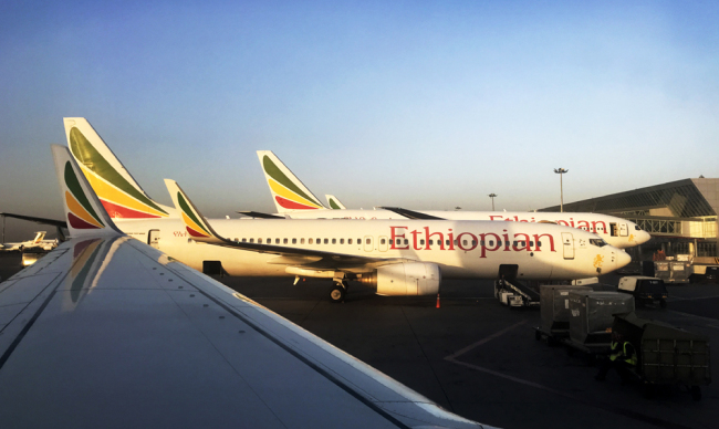 An Ethiopian Airlines Boeing 737-800 parked at Bole International Airport in Addis Ababa, Ethiopia, Feb. 11, 2019. [Photo: AP/Ben Curtis]