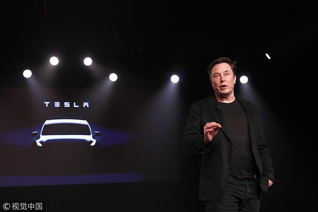 Elon Musk, co-founder and chief executive officer of Tesla Inc., speaks during an event in Hawthorne, California, U.S., on Friday, March 15, 2019.[File photo: VCG]