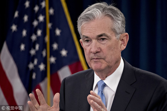 Jerome Powell, chairman of the U.S. Federal Reserve, speaks during a news conference following a Federal Open Market Committee (FOMC) meeting in Washington, D.C., U.S., on Wednesday, March 20, 2019. [Photo: VCG]
