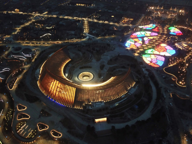 An aerial view of the Chinese Pavilion of the 2019 Beijing International Horticultural Exhibition [Photo: Beijing Expo 2019]