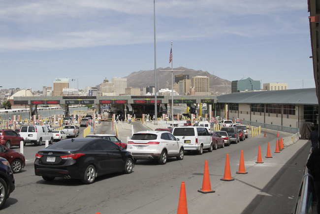 Vehicles from Mexico and the U.S. approach a border crossing in El Paso, Texas, Monday, April 1, 2019. [Photo: AP/Cedar Attanasio]