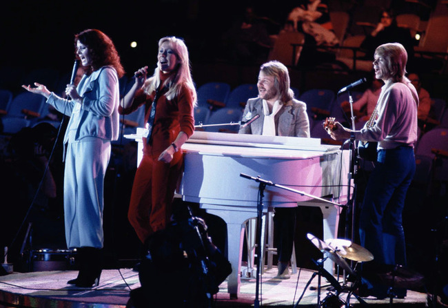 ABBA performs at the United Nations General Assembly, New York, during taping of the NBC-TV Special, "The Music for UNICEF concert," January 9, 1979. [Photo:IC]