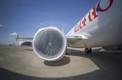 An Ethiopian Airlines Boeing 737 Max 8 sits grounded at Bole International Airport in Addis Ababa, Ethiopia Saturday, March 23, 2019. [Photo: AP/Mulugeta Ayene]