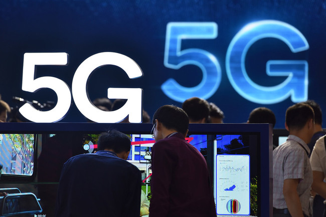 The 5G logo seen at an exhibition in Shenzhen, April 10, 2019. [File Photo: IC]