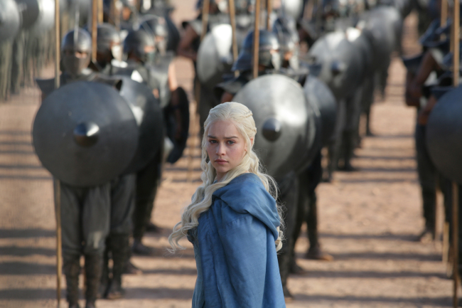 This image released by HBO shows Emilia Clarke in a scene from "Game of Thrones." The final season premieres on Sunday. [Photo: HBO via AP]