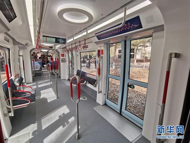Inside the low-floor train made by CRRC Changchun for the Tel Aviv light rail. [Photo: Xinhua]