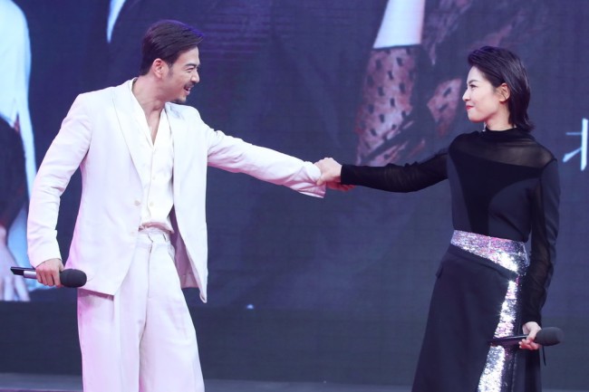 Chinese actress Liu Tao and actor Yang Shuo attend a press conference for drama "Hope All Is Well With Us" in Beijing, China on April 13, 2019. [Photo: IC]