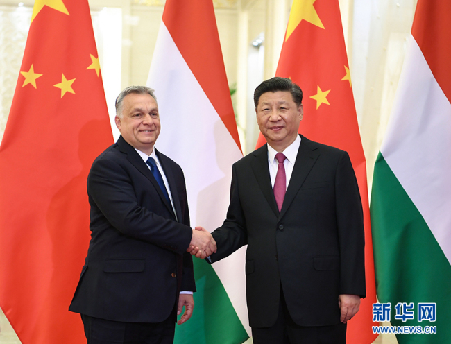 Chinese President Xi Jinping meets with Hungarian Prime Minister Viktor Orban in Beijing on Thursday, April 25, 2019. [Photo: Xinhua]