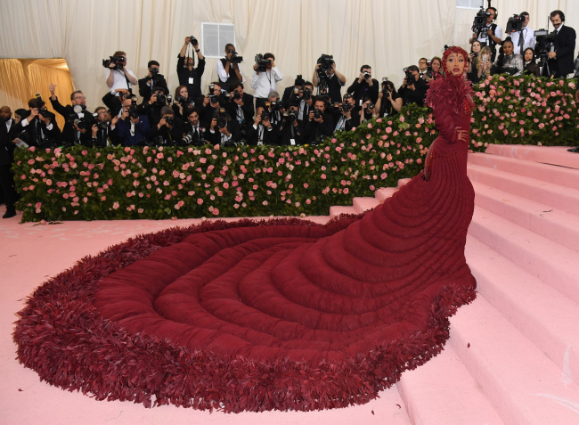 Cardi B arrives for the 2019 Met Gala at the Metropolitan Museum of Art on May 6, 2019, in New York. [Photo: AFP]
