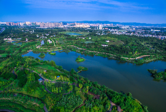 Aerial view of a water wetland park. [File photo: IC]