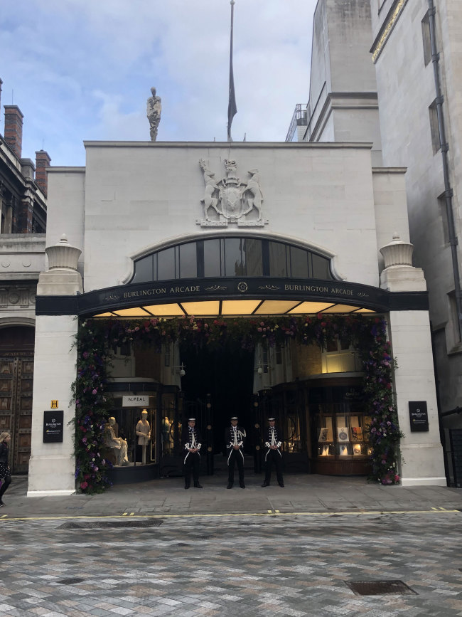 The front door of Burlington Arcade is seen here on May 8th, 2019. [Photo: China Plus/Liang Tao]