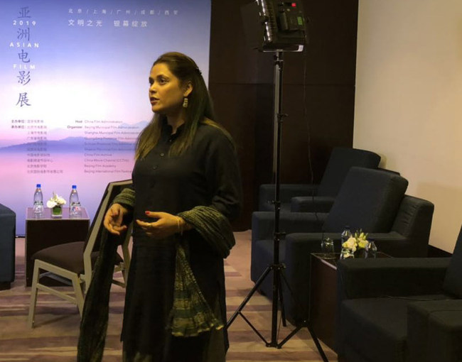 Fizza Ali Meerza, one of Pakistan's most distinguished film producers, at an interview the day before the opening of Asian Film and TV Week, which kicked off on Thursday, May 16, 2019. [Photo: China Plus]