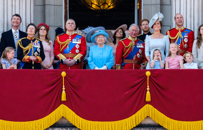 The Royal Family gathers on the palace balcony at Trooping the Color and Queens Birthday Parade on June 9, 2018 in Buckingham Palace, London. [Photo: IC]