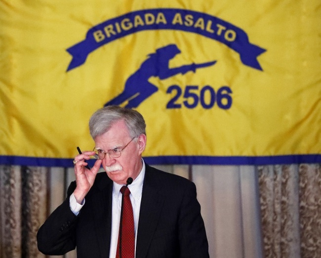 U.S. National security adviser John Bolton discussing new administration policy during a speech on April 17, 2019, in Coral Gables, Florida, at the Bay of Pigs Veterans Association on the 58th anniversary of the United States' failed attempt to overthrow the Cuban government. [Photo: IC]