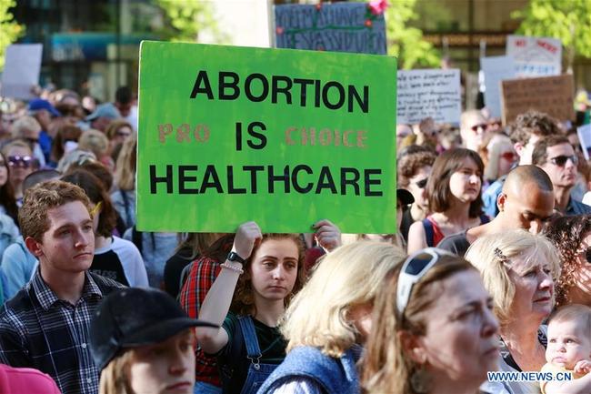 File Photo: People participate in a protest against abortion ban at Daley Plaza in downtown Chicago, the United States, on May 23, 2019. [Photo: Xinhua]