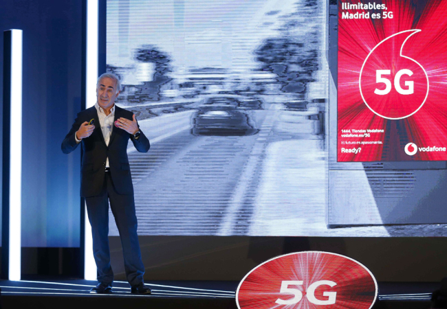 Antonio Coimbra, the CEO of Vodafone Spain, spoke in Madrid on Monday, June 10, 2019, at the launch of the company's commercial 5G services. [Photo: IC]