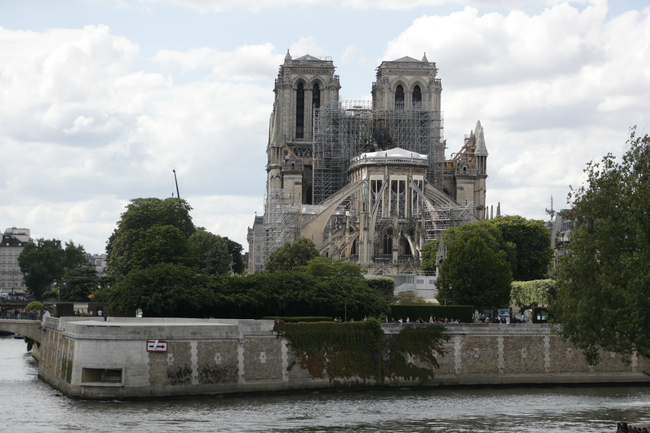 A view of the Notre-Dame de Paris cathedral seen on June 15, 2019. 'In a fragile state': Notre-Dame's vaulted roof could still collapse at any moment, French Culture Minister warned. [Photo: AFP/Zakaria ABDELKAFI]