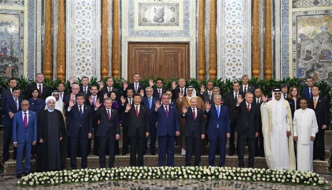 Leaders or representatives of member countries of the Conference on Interaction and Confidence Building Measures in Asia (CICA) pose for a group photo with representatives of observer states and relevant international and regional organizations in Dushanbe, Tajikistan, June 15, 2019. The fifth CICA summit was held in Dushanbe on Saturday. Chinese President Xi Jinping delivered an important speech at the summit. [Photo: Xinhua]