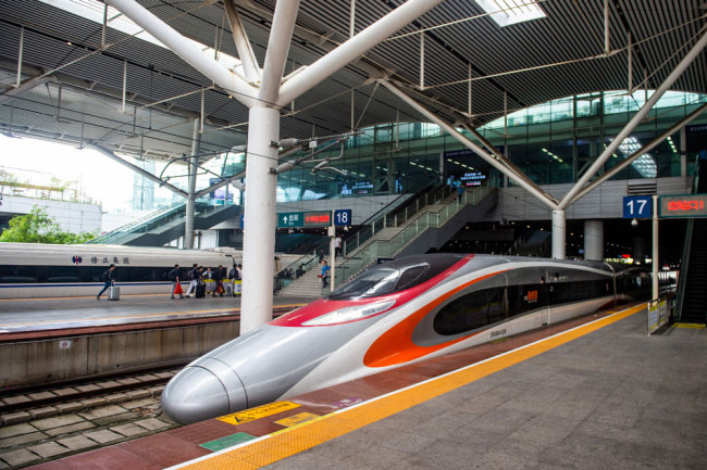 An MTR train at Shenzhen North Railway Station [File photo: IC]