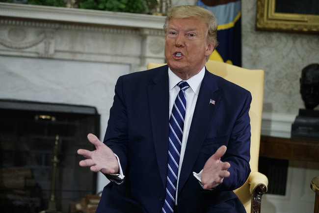 President Donald Trump speaks during a meeting with Canadian Prime Minister Justin Trudeau in the Oval Office of the White House, Thursday, June 20, 2019, in Washington. Trump declared Thursday that "Iran made a very big mistake" in shooting down a U.S. drone but suggested it was an accident rather than a strategic error. [Photo: AP]