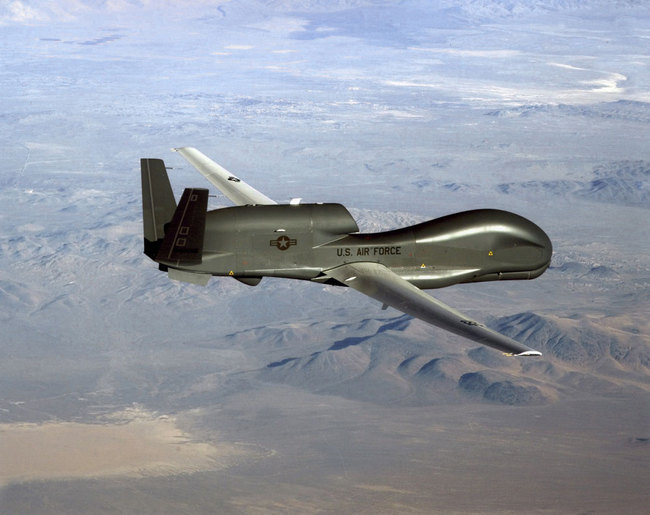 This undated US Air Force file photo released on June 20, 2019 shows a photo of a RQ-4 Global Hawk unmanned surveillance and reconnaissance aircraft. [Photo: Handout / US AIR FORCE / AFP]