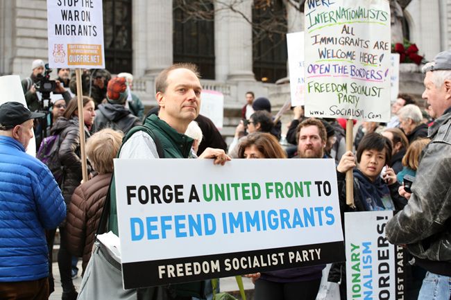 November 25, 2018 - New York City, New York, US - An assortment of activist organizations gathered on the steps of the New York Public Library on 25 November 2018, in support of the Central American refugee caravan in limbo at the U.S. border with Mexico, calling equality of the migrants. [File Photo: IC]