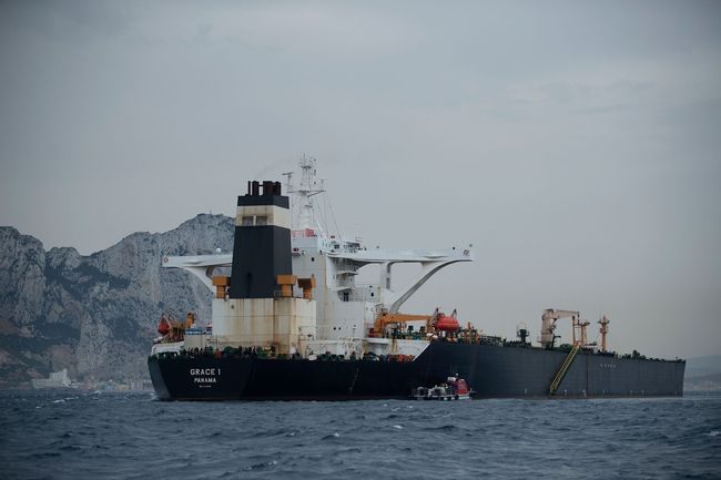 A picture shows supertanker Grace 1 off the coast of Gibraltar on July 6, 2019. Iran demanded on July 5, 2019 that Britain immediately release an oil tanker it has detained in Gibraltar, accusing it of acting at the bidding of the United States. [Photo: VCG]