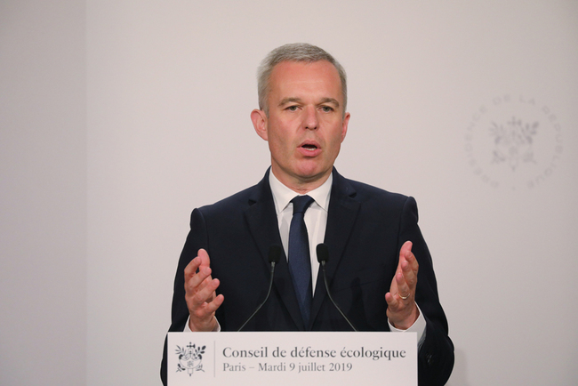 French Ecology Minister Francois de Rugy gives a press conference during an Ecological Defense Council, on July 9, 2019, in Paris. [File Photo: IC/POOL via AP/Ludovic Marin]