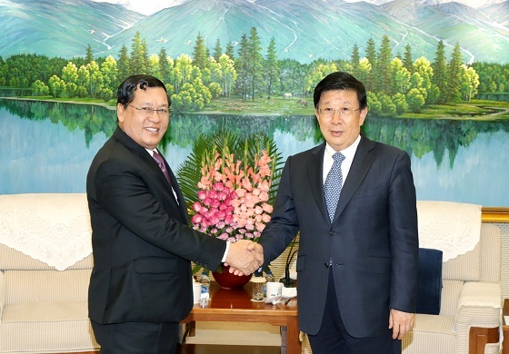 Chinese State Councilor and Minister of Public Security Zhao Kezhi meets with Myanmar's Minister of Labor, Immigration and Population U Thein Swe on Wednesday, July 24, 2019, in Beijing. [Photo: mps]