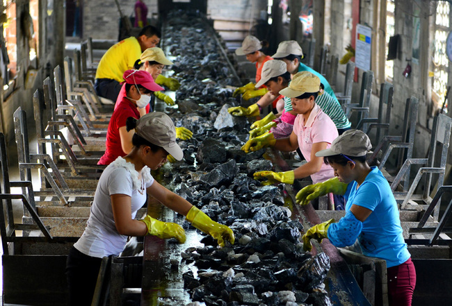 Workers sorting tungsten ore on the production line of a mining company in Guangxi. [File Photo: IC]