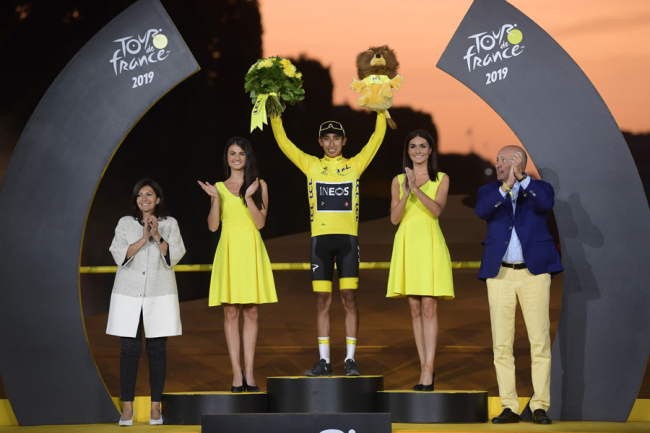 Egan Bernal (COL) of Team INEOS during stage 21 of the 106th edition of the 2019 Tour de France cycling race, a stage of 128 kms between Rambouillet and Paris Champs-Elysees on July 28, 2019 in Paris, France. [Photo: IC]