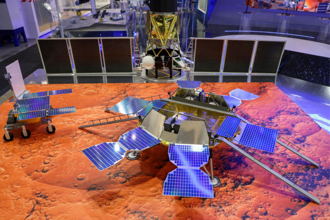 A model of the ExoMars 2020 Kazachok landing platform is on display the day before the opening of the 2019 Paris Air Show at Le Bourget Airport on June 16, 2019. [Photo: IC]<br>