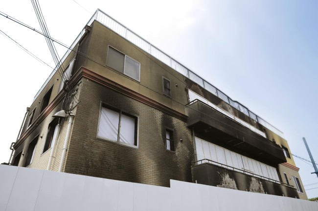 The burnt-out, three-story studio of Kyoto Animation Co. in Kyoto, western Japan, August 2, 2019. [Photo: IC]