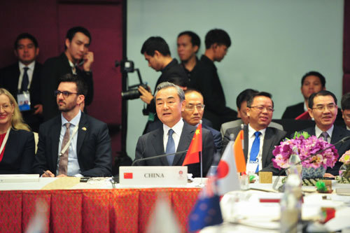 Chinese State Councilor and Foreign Minister Wang Yi attends the East Asia Summit Foreign Ministers' Meeting in Bangkok, capital of Thailand, on Friday, August 2, 2019. [Photo: fmprc.gov.cn]