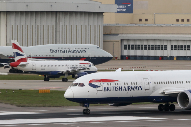 Civil jet aircraft of British Airways at Heathrow Airport near London, UK [File Photo: IC]