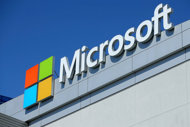 The Microsoft logo is shown on the Microsoft Theatre in Los Angeles [File photo: Reuters via VCG/Mike Blake]