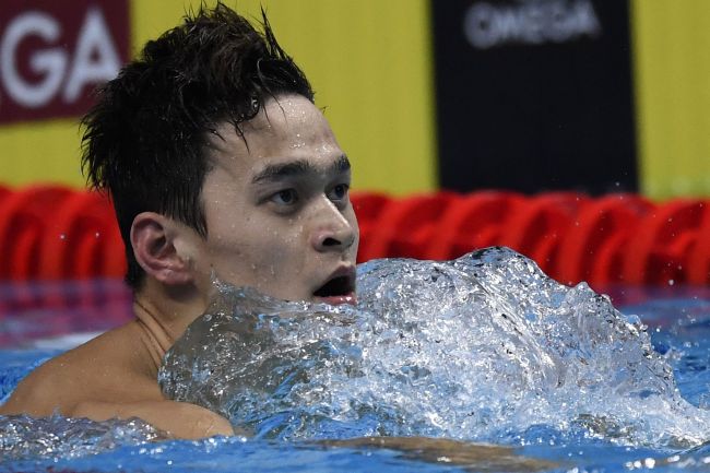 China's Sun Yang reacts after competing in the men's 200m freestyle final during the swimming competition at the 2017 FINA World Championships in Budapest, on July 25, 2017. [File photo: AFP via VCG/Christophe Simon]
