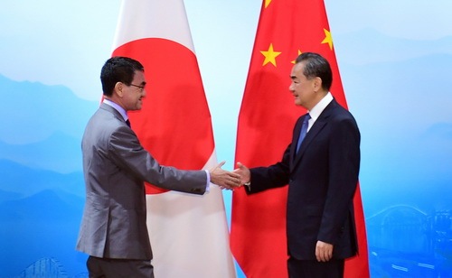 Chinese State Councilor and Foreign Minister Wang Yi (R) meets with Japanese Foreign Minister Taro Kono ahead of the ninth meeting of foreign ministers of China, Japan and South Korea, in Beijing on Tuesday, August 20, 2019. [Photo: fmprc.gov.cn]