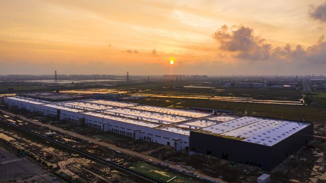 An aerial view of Tesla’s Gigafactory in Shanghai. [File Photo: VCG]