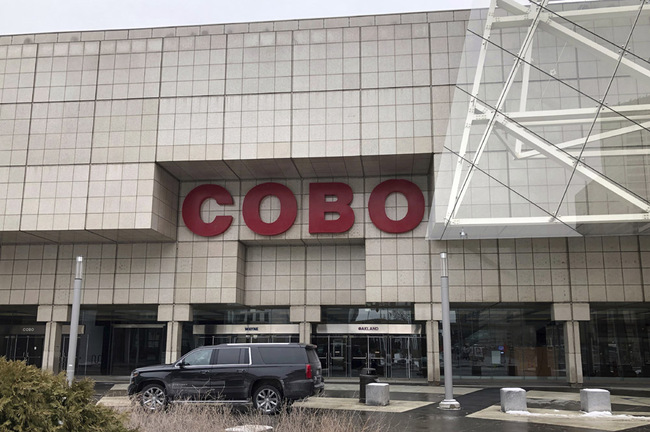 Cobo Center is seen Wednesday, Feb. 20, 2019, in Detroit. Cobo Center has changed its name, removing the surname of a former mayor known for his racist policies. The Detroit Regional Convention Facility Authority announced that it has sold Cobo Center's naming rights to Detroit-based Chemical Bank in a 22-year deal that will generate $1.5 million annually. The new name is TCF Center. Authority Chairman Larry Alexander says the move saves money while removing "negative history and connotation." [Photo: AP/Corey Williams]