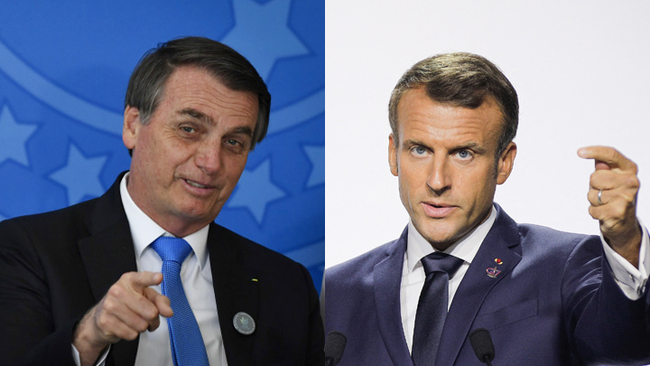 French President Emmanuel Macron and Brazil's President Jair Bolsonaro. [File Photo: China Plus]