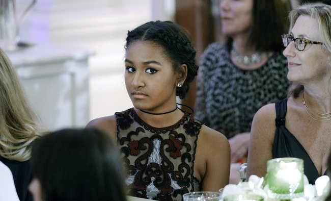 A file photo of Sasha Obama. [File Photo: EPA via IC/OLIVIER DOULIERY]