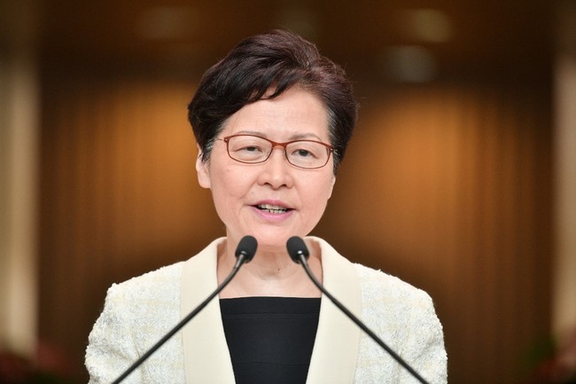 Hong Kong Chief Executive Carrie Lam speaks to the media during her weekly press conference in Hong Kong on September 3, 2019. [Photo: AFP/Anthony WALLACE]