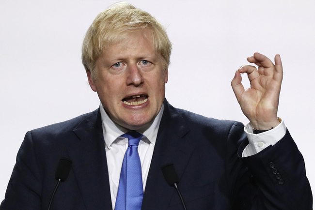 In this Monday, Aug. 26, 2019 file photo, Britain's Prime Minister Boris Johnson gestures during his final press conference at the G7 summit in Biarritz, southwestern France. [File Photo: AP via IC/Francois Mori]