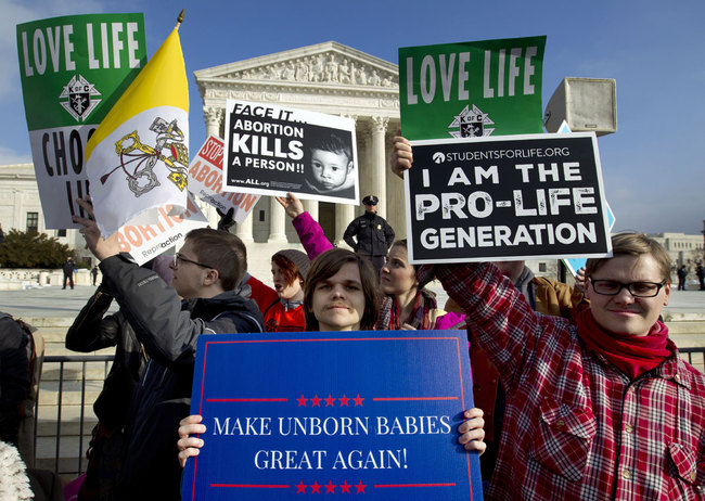 In this Jan. 18, 2019, file photo, anti-abortion activists protest outside of the U.S. Supreme Court, during the March for Life in Washington. [Photo: AP]