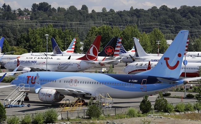 Dozens of grounded Boeing 737 MAX airplanes crowd a parking area adjacent to Boeing Field Thursday, Aug. 15, 2019, in Seattle, the U.S.. [File Photo: AP via IC/Elaine Thompson]