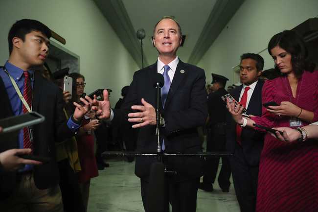 Chairman Rep. Adam Schiff, D-Calif., talks to the media after Acting Director of National Intelligence Joseph Maguire testified before the House Intelligence Committee on Capitol Hill in Washington, Thursday, Sept. 26, 2019. [Photo: AP/Andrew Harnik]