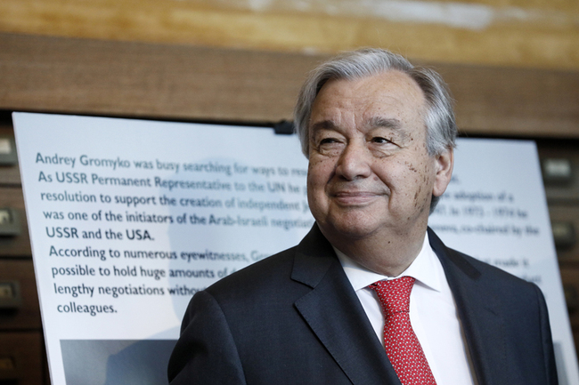 United Nations Secretary General Antonio Guterres at the opening of a photography exhibition in memory of Soviet Foreign Minister Andrei Gromyko on the sidelines of the 74th session of the United Nations General Assembly at the UN headquarters. [Photo: IC]